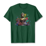 Buddha Stones Colorful Butterfly Flying Meditation Buddha Tee T-shirt