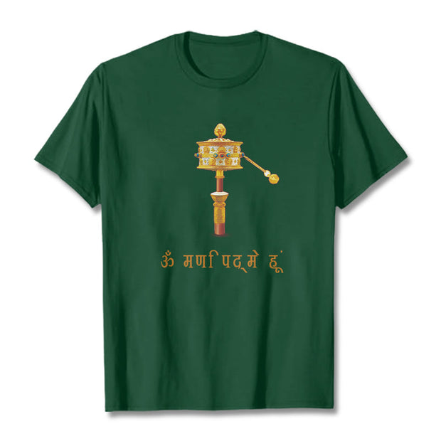 Buddha Stones Sanskrit OM NAMAH SHIVAYA Prayer Wheel Tee T-shirt