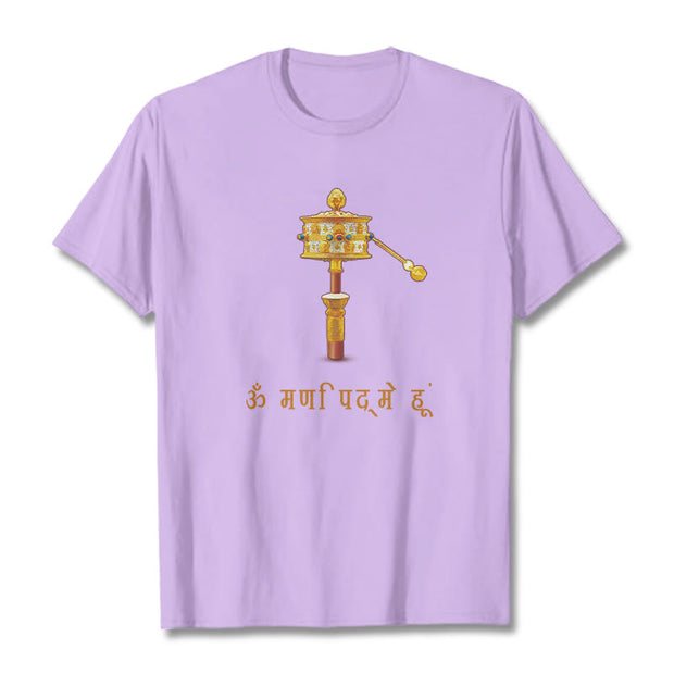 Buddha Stones Sanskrit OM NAMAH SHIVAYA Prayer Wheel Tee T-shirt