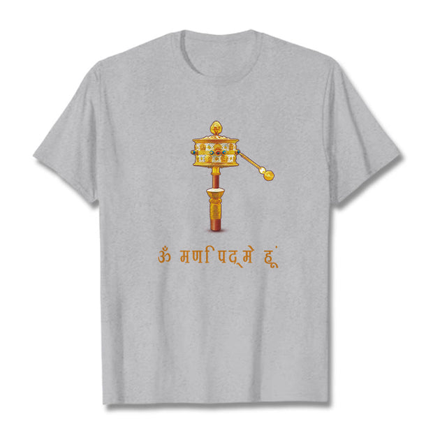 Buddha Stones Sanskrit OM NAMAH SHIVAYA Prayer Wheel Tee T-shirt