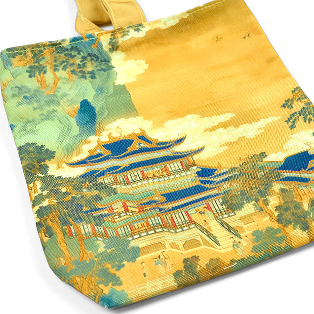 Buddha Stones Immortal Pavilions Roses Canvas Handbag Handbags BS 1