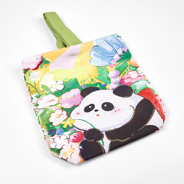 Buddha Stones Panda Orchid Loquat Canvas Handbag Handbags BS 3