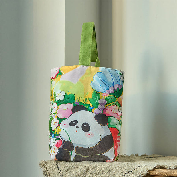 Buddha Stones Panda Orchid Loquat Canvas Handbag Handbags BS Panda Peace 15*8*22cm
