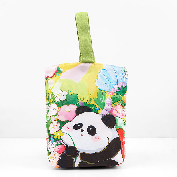Buddha Stones Panda Orchid Loquat Canvas Handbag Handbags BS 2