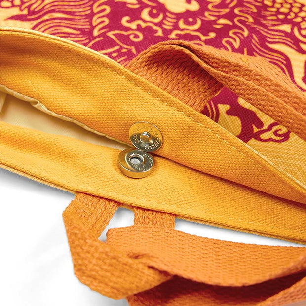 Buddha Stones Chinese Dragon Persimmon Canvas Handbag Handbags BS 14