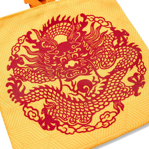 Buddha Stones Chinese Dragon Persimmon Canvas Handbag Handbags BS 13