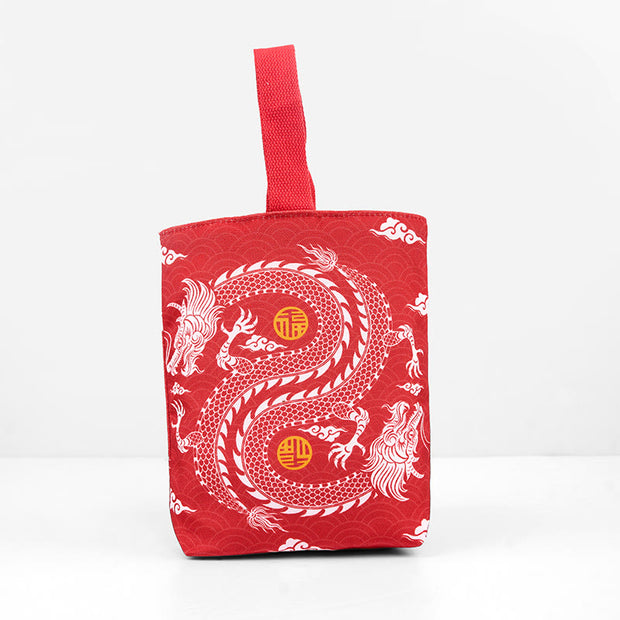 Buddha Stones Chinese Dragon Persimmon Canvas Handbag Handbags BS 1