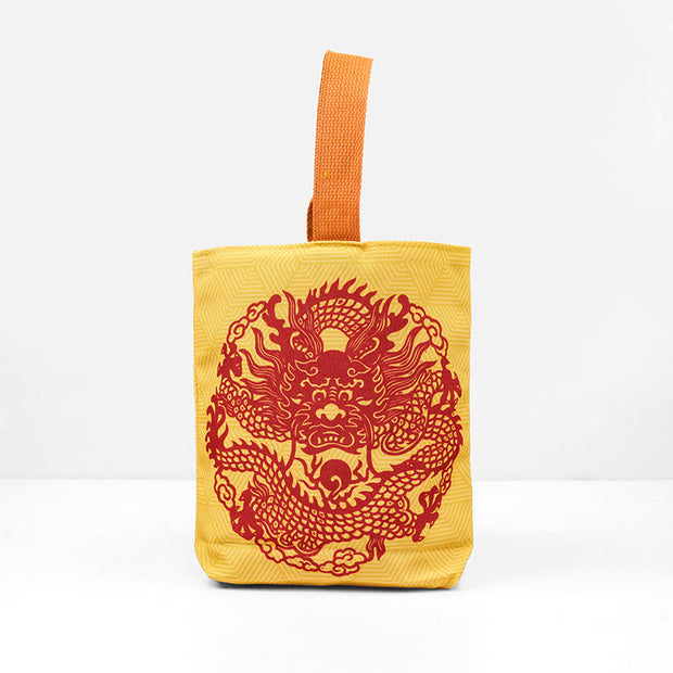 Buddha Stones Chinese Dragon Persimmon Canvas Handbag Handbags BS 12