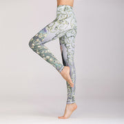 Buddha Stones Lotus Cherry Blossom Gradient Peacock Print Lycra Fabric Fitness Leggings Women's Yoga Pants Women's Leggings BS Peacock XL(Fit for US8-10; UK/AU12-14; EU40-42)