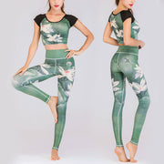 Buddha Stones Lotus Cherry Blossom Gradient Peacock Print Lycra Fabric Fitness Leggings Women's Yoga Pants Women's Leggings BS 3