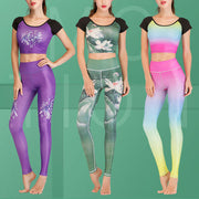 Buddha Stones Lotus Cherry Blossom Gradient Peacock Print Lycra Fabric Fitness Leggings Women's Yoga Pants Women's Leggings BS 22