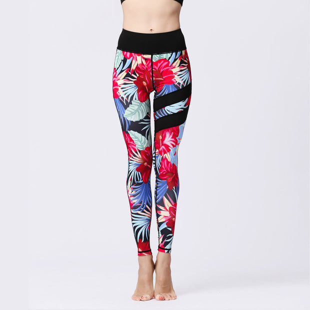 Buddha Stones Flower Petal Leaves Print Sports Exercise Fitness High Waist Leggings Women's Yoga Pants