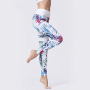 Buddha Stones Flower Petal Leaves Print Sports Exercise Fitness High Waist Leggings Women's Yoga Pants