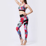 Buddha Stones Flower Petal Leaves Print Sports Exercise Fitness High Waist Leggings Women's Yoga Pants