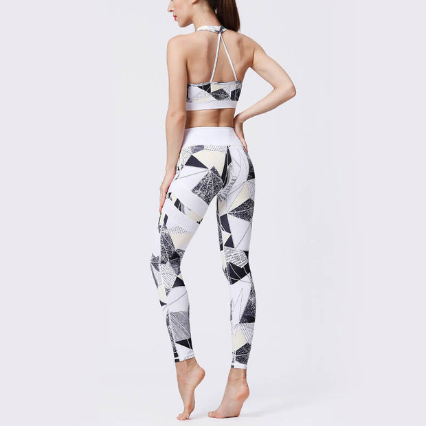 Buddha Stones Flower Petal Leaves Print Sports Exercise Fitness High Waist Leggings Women's Yoga Pants