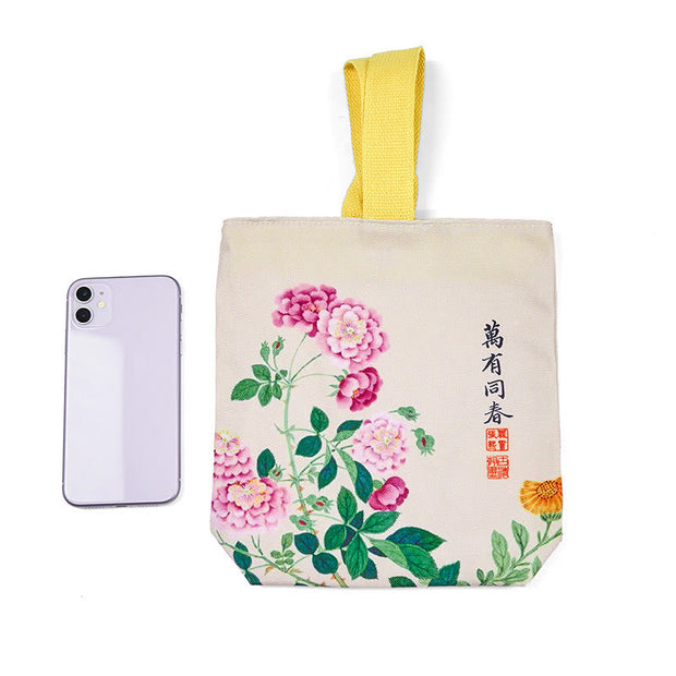 Buddha Stones Peony Canvas Handbag Handbags BS 3