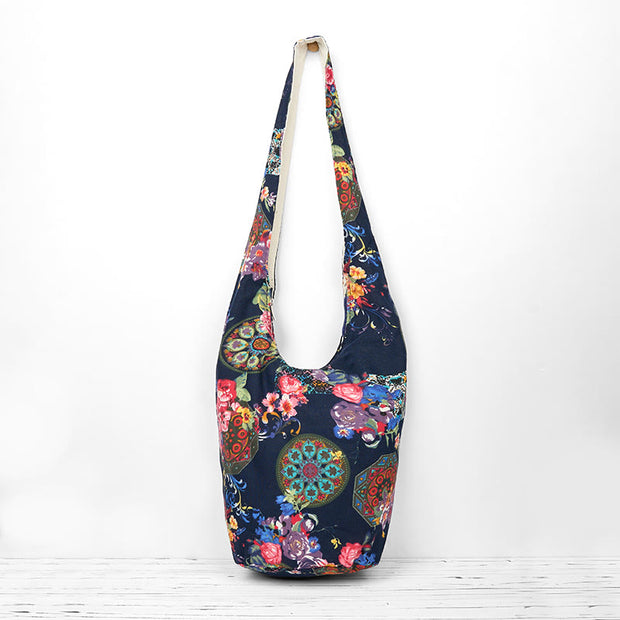 Buddha Stones Cotton Flower Pattern Crossbody Bag Shoulder Bag