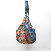 Buddha Stones Colored Stripes Pattern Cotton Shoulder Bag