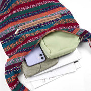 Buddha Stones Colored Geometric Stripes Pattern Cotton Crossbody Bag Shoulder Bag