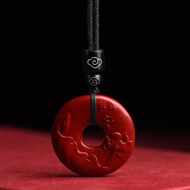 FREE Today: Ward Off Evil Spirits Cinnabar Lotus Peace Buckle Necklace Pendant