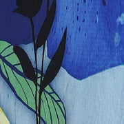 Buddha Stones Blue Yellow Flowers Leaves Batwing Sleeve Linen T-shirt Tee Women's T-Shirts BS 8