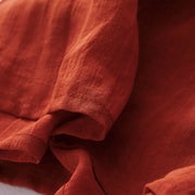Buddha Stones Solid Color Embroidery Short Sleeve Ramie Linen Midi Dress Midi Dress BS 23