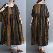 Buddha Stones Boho Geometry Short Sleeve Midi Dress With Pockets Midi Dress BS 13
