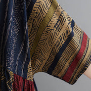 Buddha Stones Boho Geometry Short Sleeve Midi Dress With Pockets Midi Dress BS 6