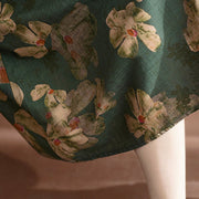 Buddha Stones Casual Sleeveless Flower Printed Button Cotton Linen Midi Dress Midi Dress BS 7
