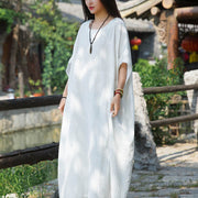 Buddha Stones Solid Color Loose Batwing Sleeve Maxi Dress With Pockets Maxi Dress BS 3