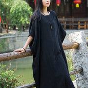 Buddha Stones Solid Color Loose Batwing Sleeve Maxi Dress With Pockets Maxi Dress BS 18