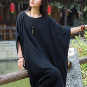Buddha Stones Solid Color Loose Batwing Sleeve Maxi Dress With Pockets Maxi Dress BS 22