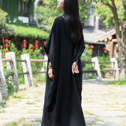Buddha Stones Solid Color Loose Batwing Sleeve Maxi Dress With Pockets Maxi Dress BS 14
