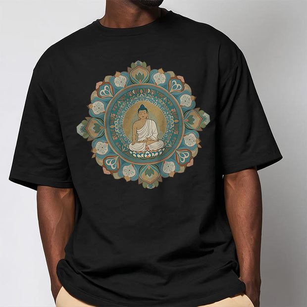 Buddha Stones Mandala Flower Buddha Tee T-shirt