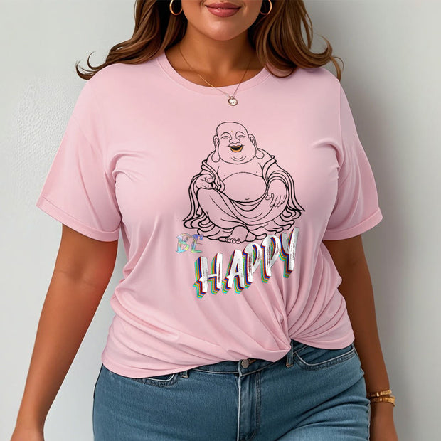 Buddha Stones BE HAPPY Laughing Buddha Tee T-shirt