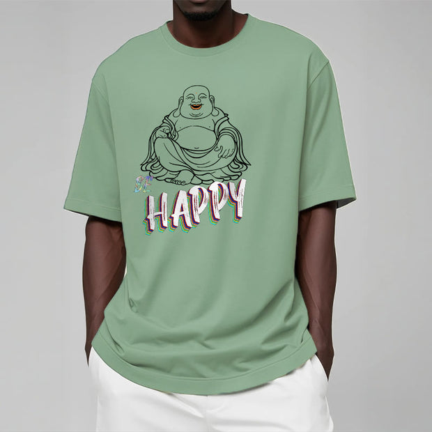 Buddha Stones BE HAPPY Laughing Buddha Tee T-shirt