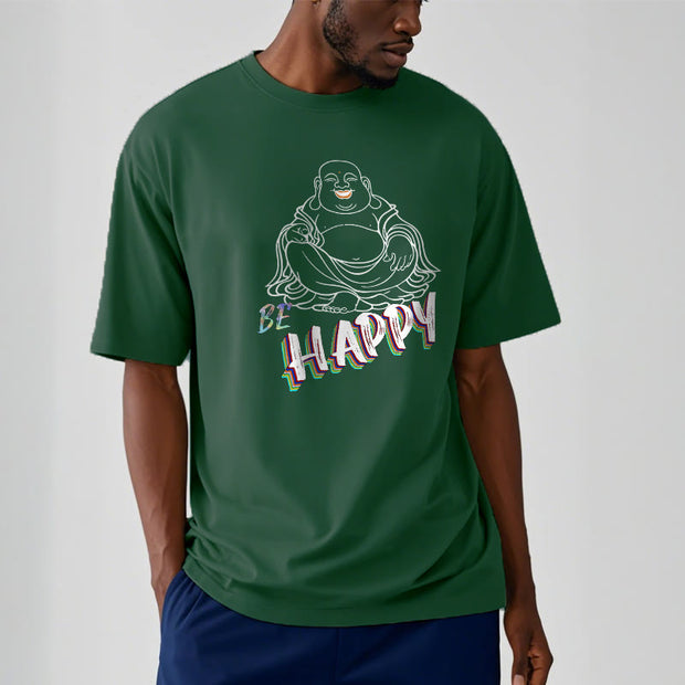 Buddha Stones BE HAPPY Laughing Buddha Tee T-shirt