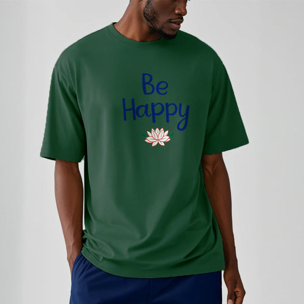 Buddha Stones Be Happy Lotus Tee T-shirt