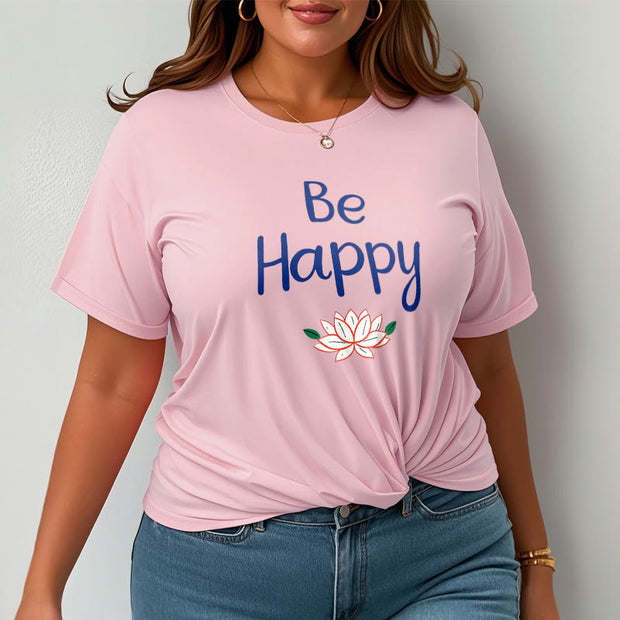 Buddha Stones Be Happy Lotus Tee T-shirt