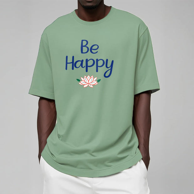 Buddha Stones Be Happy Lotus Tee T-shirt