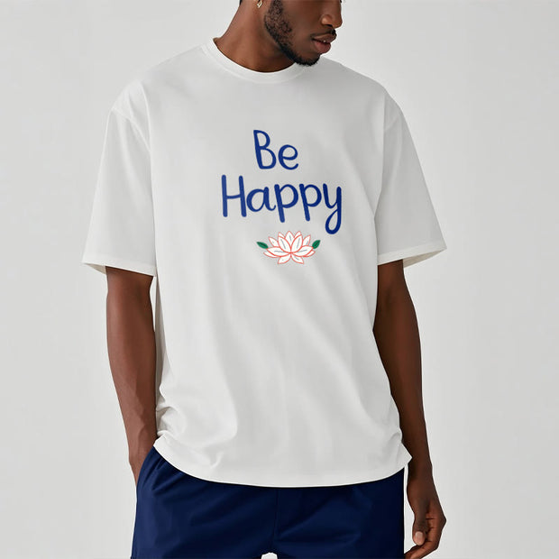 Buddha Stones Be Happy Lotus Tee T-shirt