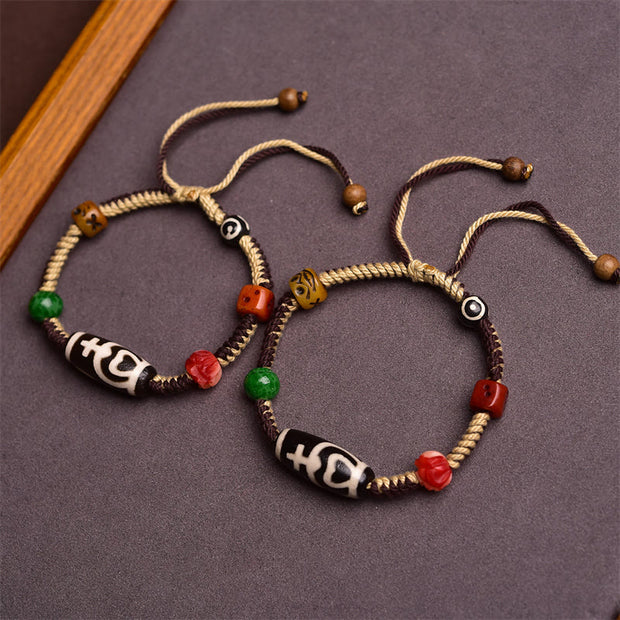Buddha Stones Handmade Tibetan Dzi Bead Wealth Braided Rope Bracelet Bracelet BS 4