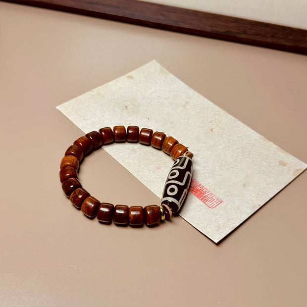 Buddha Stones Tibetan Yak Bone Nine-Eye Dzi Bead Protection Bracelet Bracelet BS 4