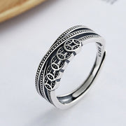 Buddha Stones 925 Sterling Silver Copper Coins Wealth Blessing Adjustable Ring Ring BS 3