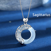 Buddha Stones 925 Sterling Silver 12 Constellations of the Zodiac Cat's Eye Love Support Necklace Pendant Necklaces & Pendants BS Sagittarius