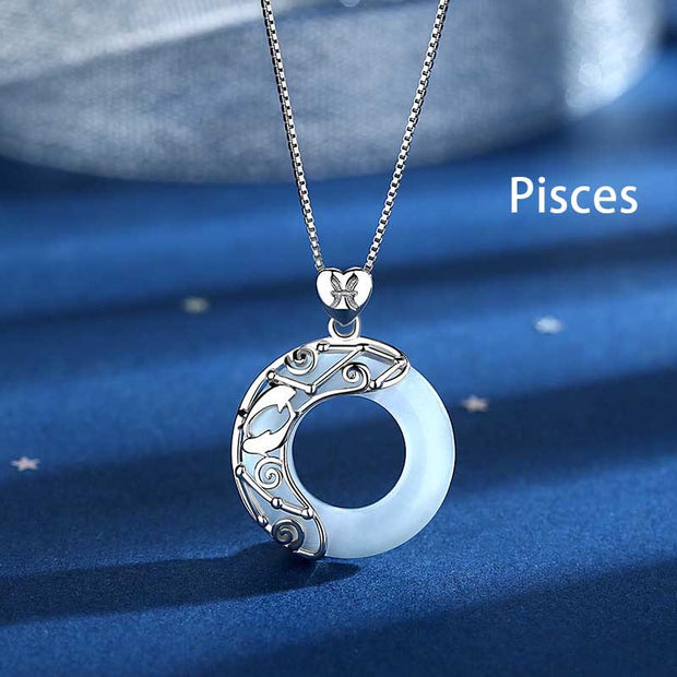 Buddha Stones 925 Sterling Silver 12 Constellations of the Zodiac Cat's Eye Love Support Necklace Pendant Necklaces & Pendants BS Pisces