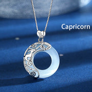 Buddha Stones 925 Sterling Silver 12 Constellations of the Zodiac Cat's Eye Love Support Necklace Pendant Necklaces & Pendants BS Capricorn