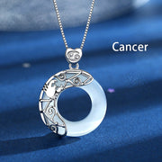 Buddha Stones 925 Sterling Silver 12 Constellations of the Zodiac Cat's Eye Love Support Necklace Pendant Necklaces & Pendants BS Cancer