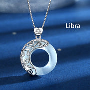 Buddha Stones 925 Sterling Silver 12 Constellations of the Zodiac Cat's Eye Love Support Necklace Pendant Necklaces & Pendants BS Libra