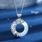 Buddha Stones 925 Sterling Silver 12 Constellations of the Zodiac Cat's Eye Love Support Necklace Pendant Necklaces & Pendants BS Virgo